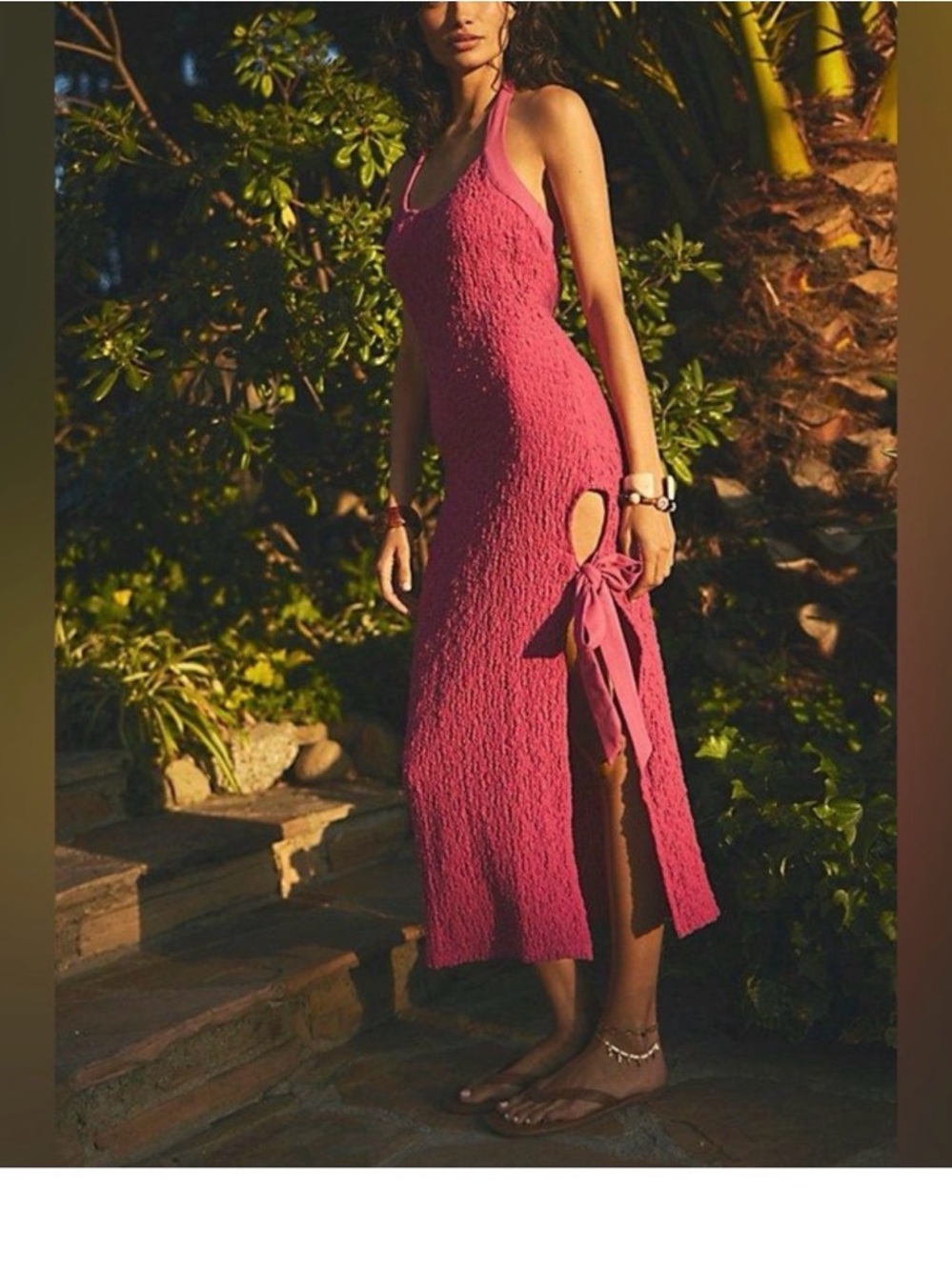 Free People Free-est X Sea Foam Fuchsia Midi Dress Size Small NWT